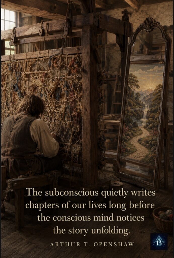 Reflective quote about the subconscious shaping our lives by Arthur T Openshaw